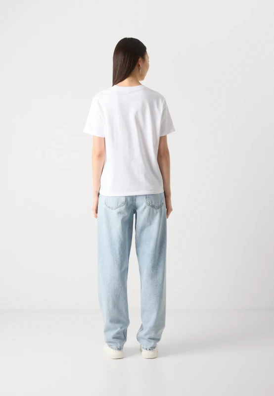 Calvin Klein Jeans Women's White Printed Cotton T-Shirt - Fall/Winter Style