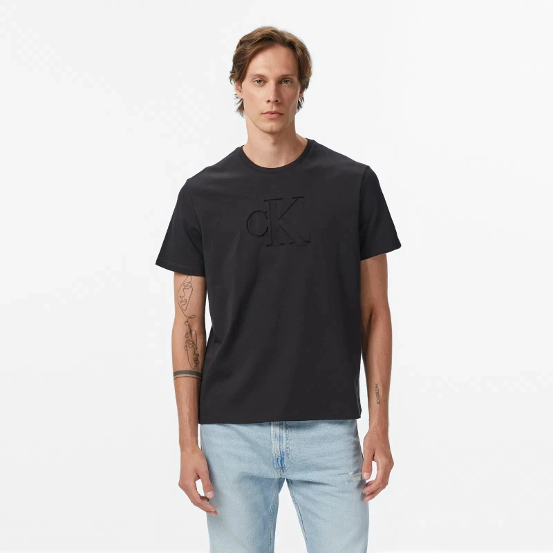 Calvin Klein Jeans Men's Printed Black Cotton T-Shirt