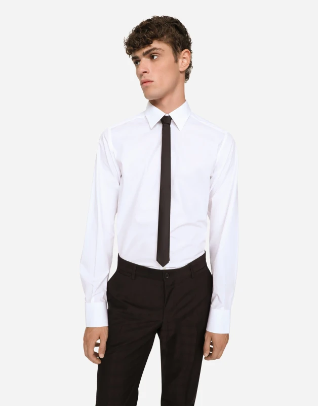 Dolce & Gabbana GOLD Slim Fit White Cotton Shirt