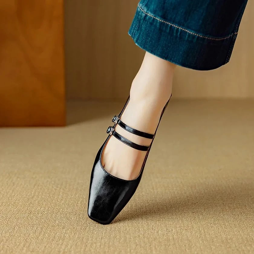 Women’s Square Toe Mary Jane Pumps with Chunky Heel