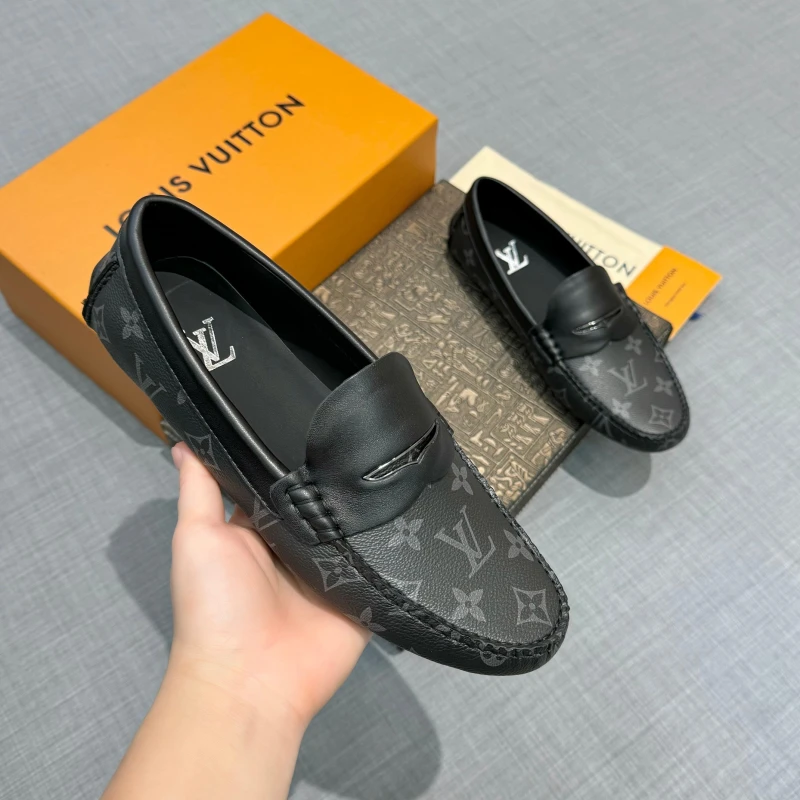 Black Monogram Eclipse Canvas & Leather Strap Louis Vuitton Men's Loafers