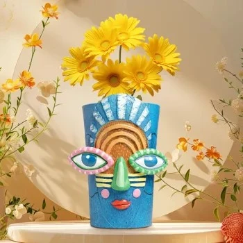 Abstract Colorful Face Planter Pot
