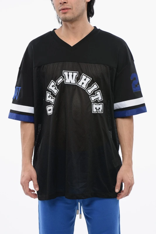 Off-White Men’s Printed Black V-Neck T-Shirt