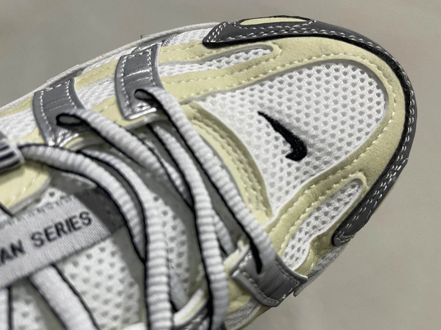 Nike Bomberman Series Sneakers – White, Cream & Metallic Silver