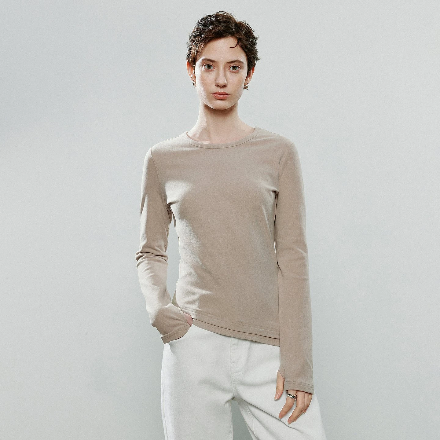 Women’s Slim-Fit Asymmetric Long-Sleeve Winter Tee