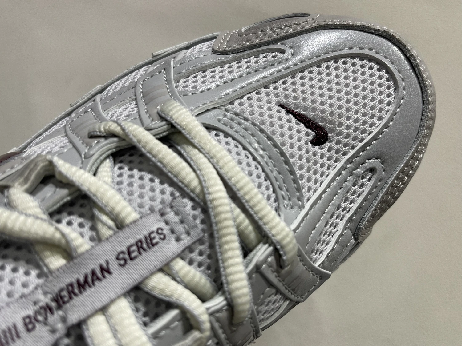 Nike Bomberman Series Sneakers – Light Grey, White & Burgundy