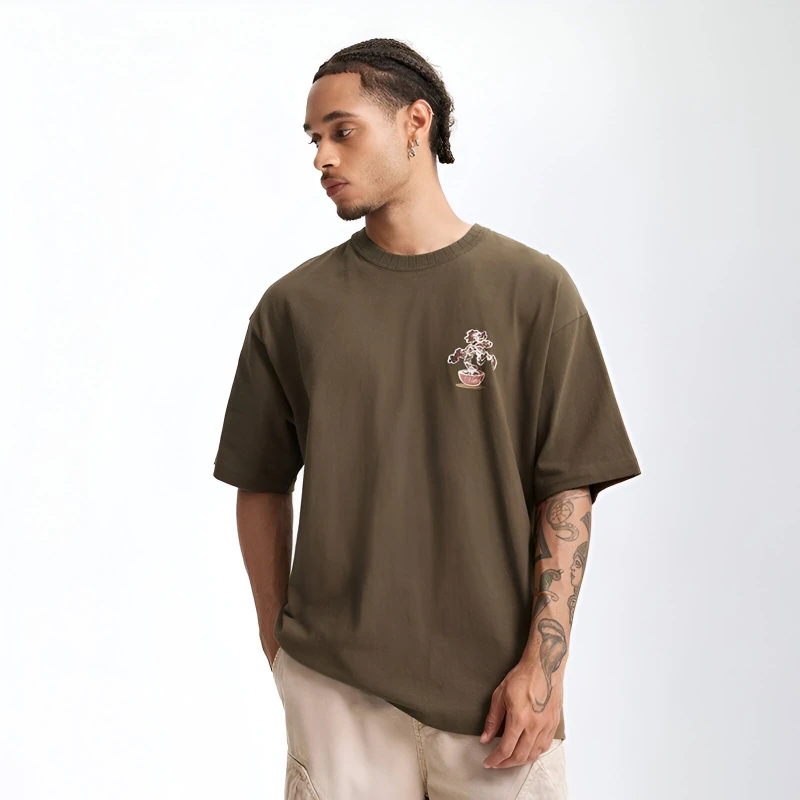Men’s Green Plant Crack Print T-Shirt