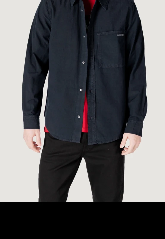Calvin Klein Jeans Men's Black Cotton Button-Up Shirt