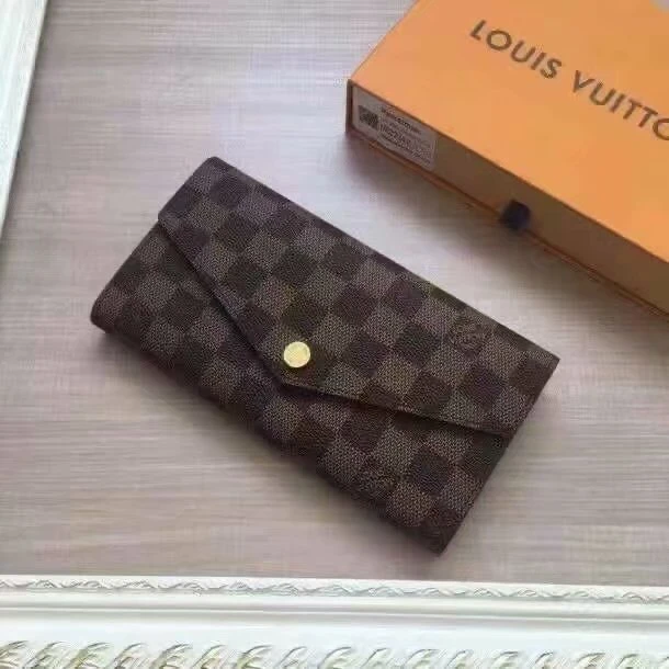 Louis Vuitton Sarah Wallet in Damier Ebene Brown