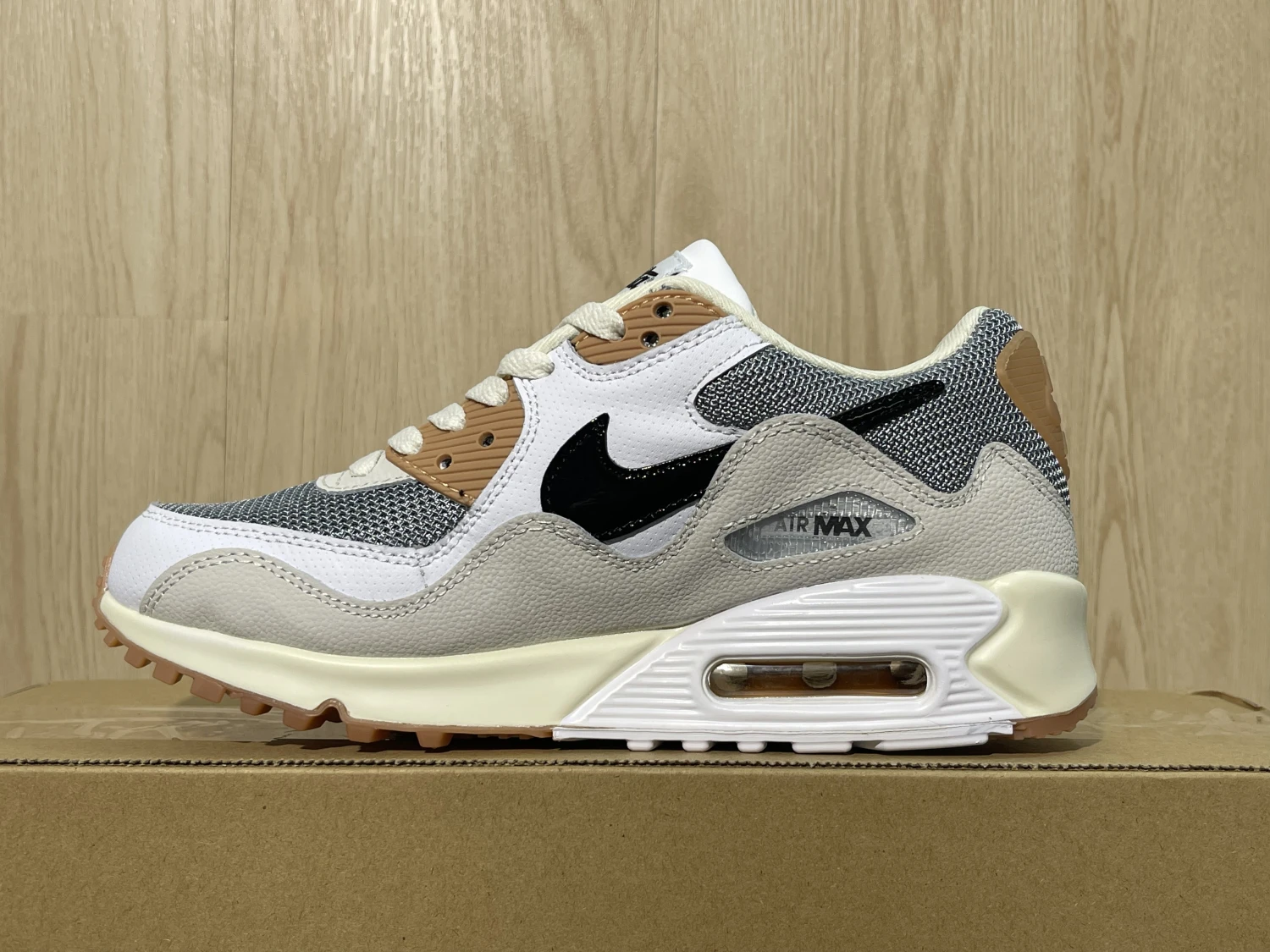 Nike Air Max 90 Cream Grey Gum Sneakers – Premium Neutral Lifestyle Running Shoes