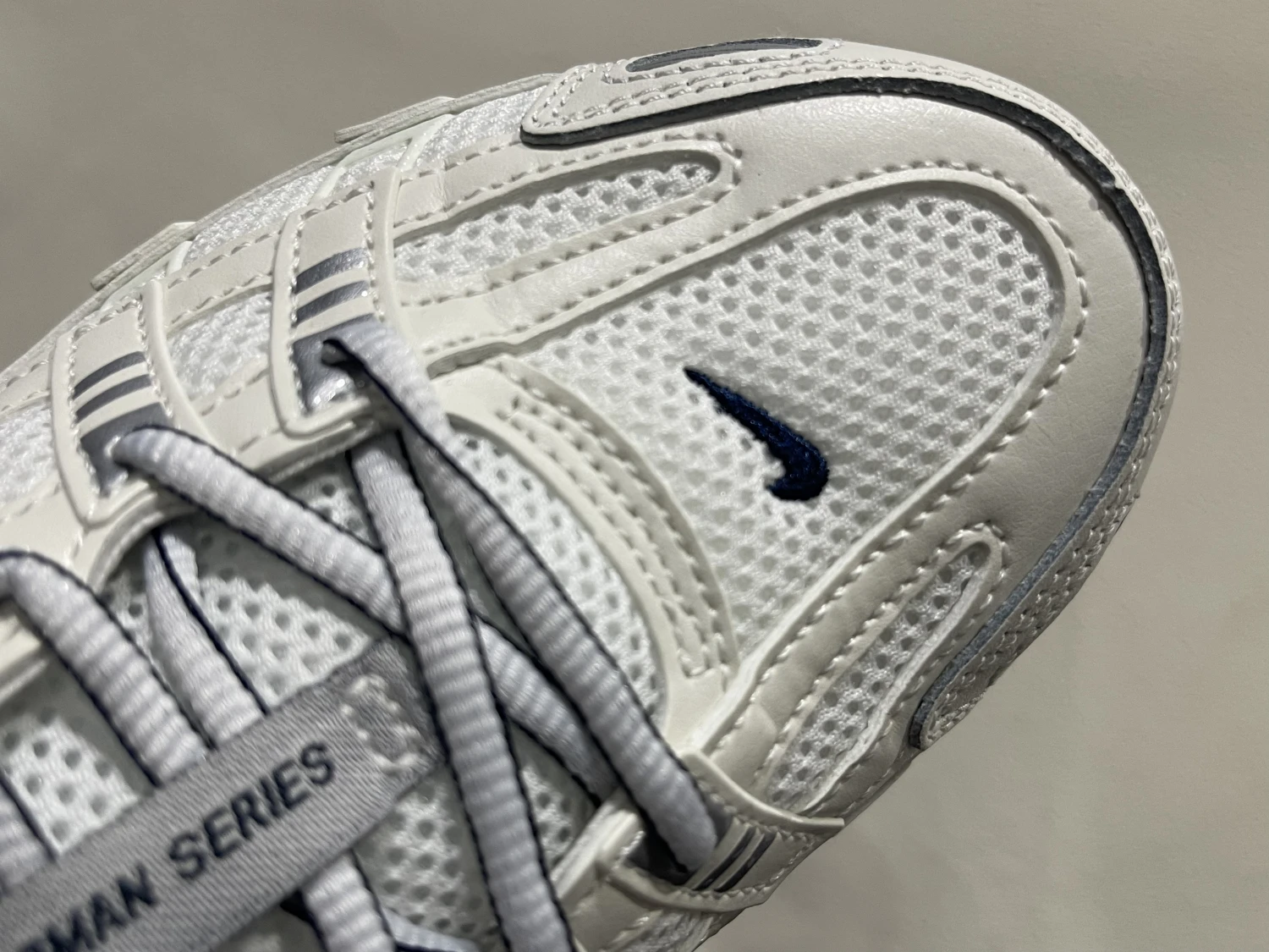Nike Bomberman Series Sneakers – White, Silver & Navy Blue