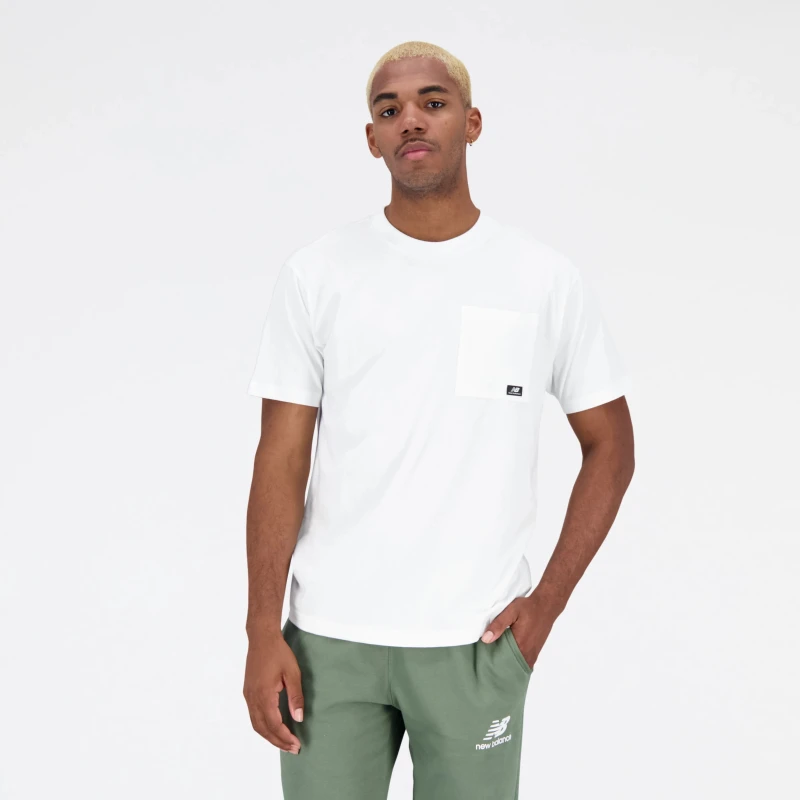 New Balance Men’s Classic White Cotton T-Shirt with Pocket
