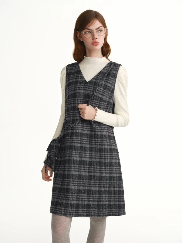 Plaid Vest Dress with Matching Crossbody Bag
