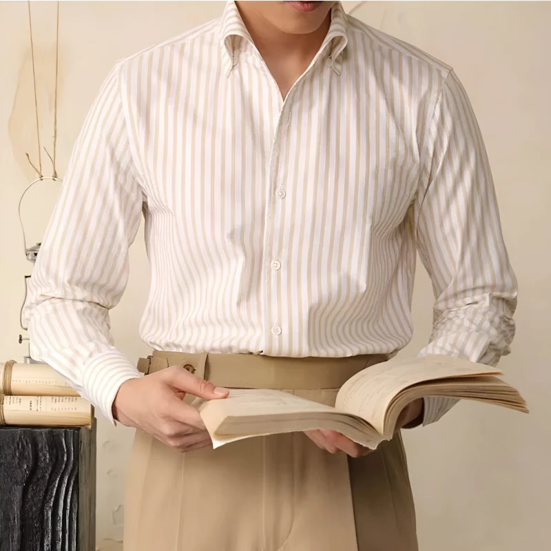 Men’s Long-Sleeve Striped Business Shirt