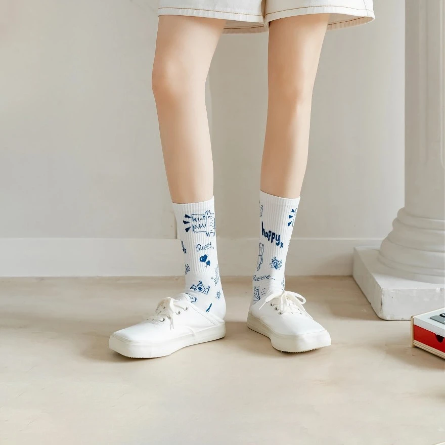 Cute Kawaii Bear Cartoon Cotton Socks for Women