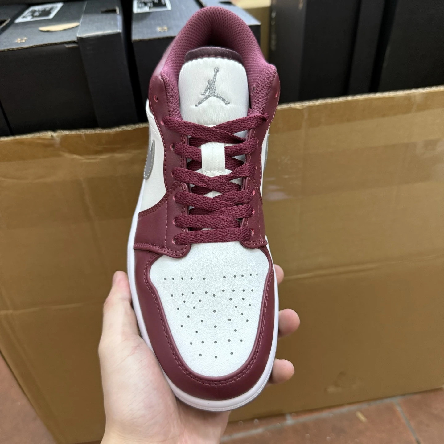 . Air Jordan Low – Burgundy & White Sport Edition