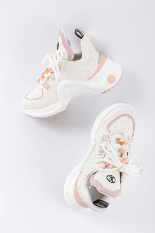Louis Vuitton Platform Runner Sneakers – Cream & Blush Pink Luxury Chunky Shoes