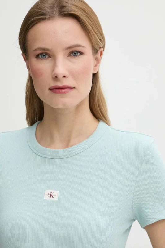 Calvin Klein Jeans Light Blue Organic Cotton T-Shirt for Women
