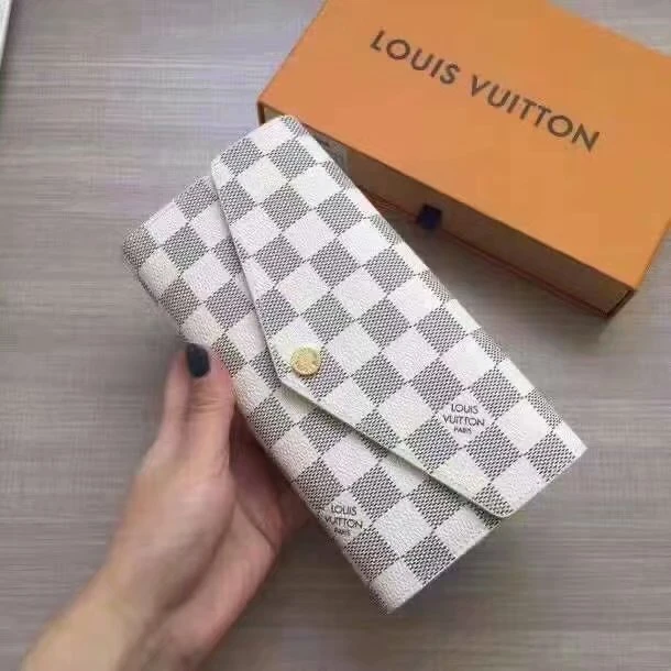 Louis Vuitton Sarah Wallet in Damier Azur White and Grey