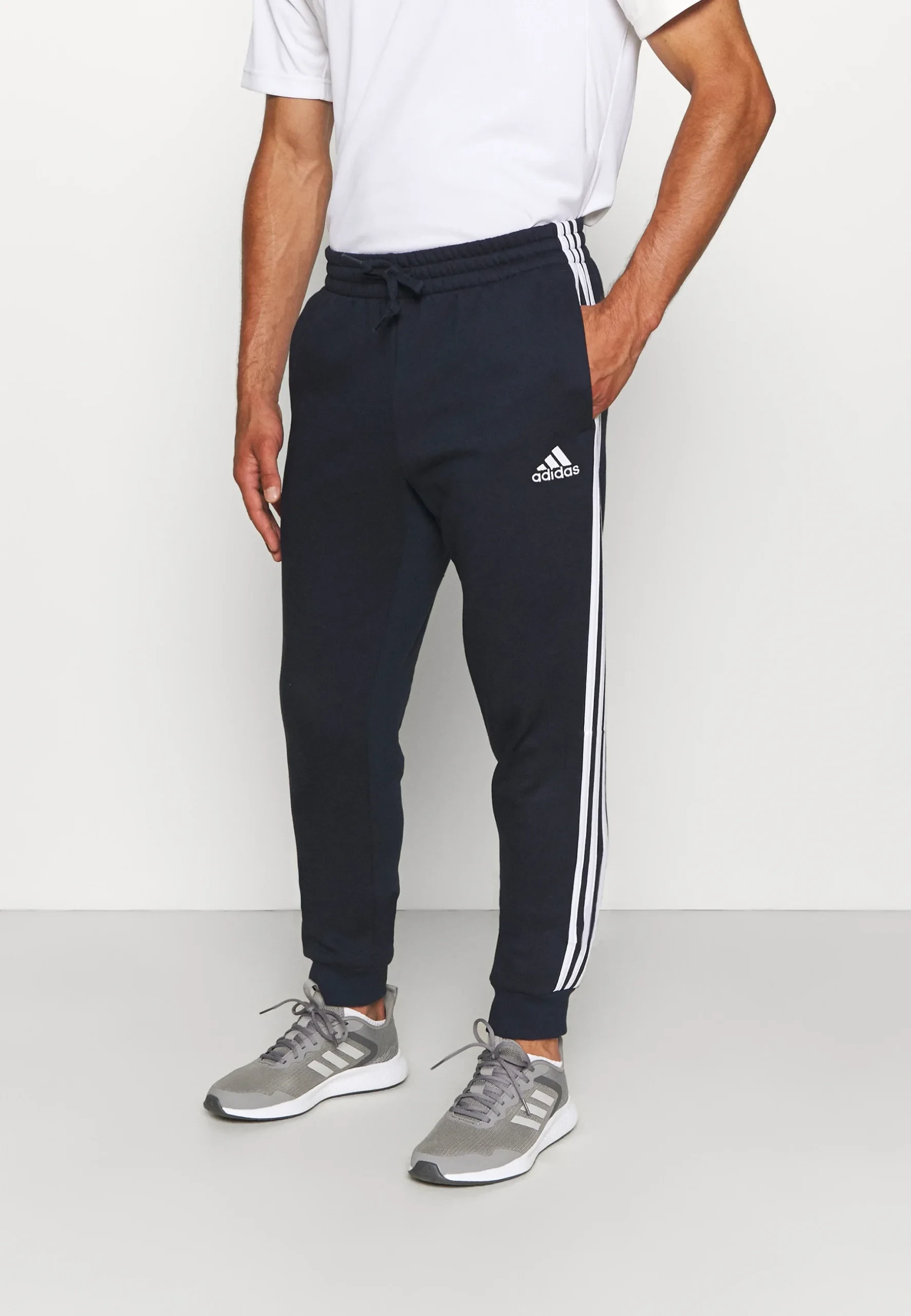 Adidas Men’s Blue Printed Cotton Blend Lace-Up Trousers