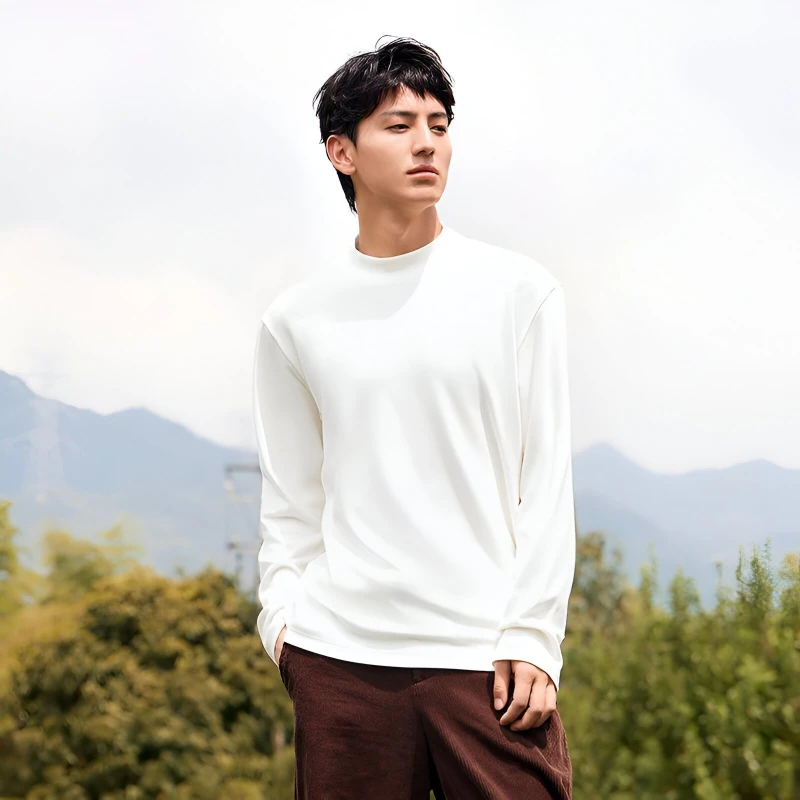 Thermal Mock Neck Long Sleeve T-Shirt