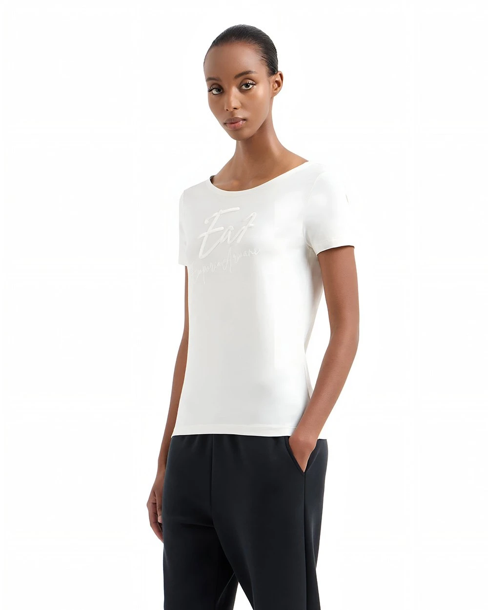 EA7 Women's White Cotton T-Shirt – Spring Summer Essential