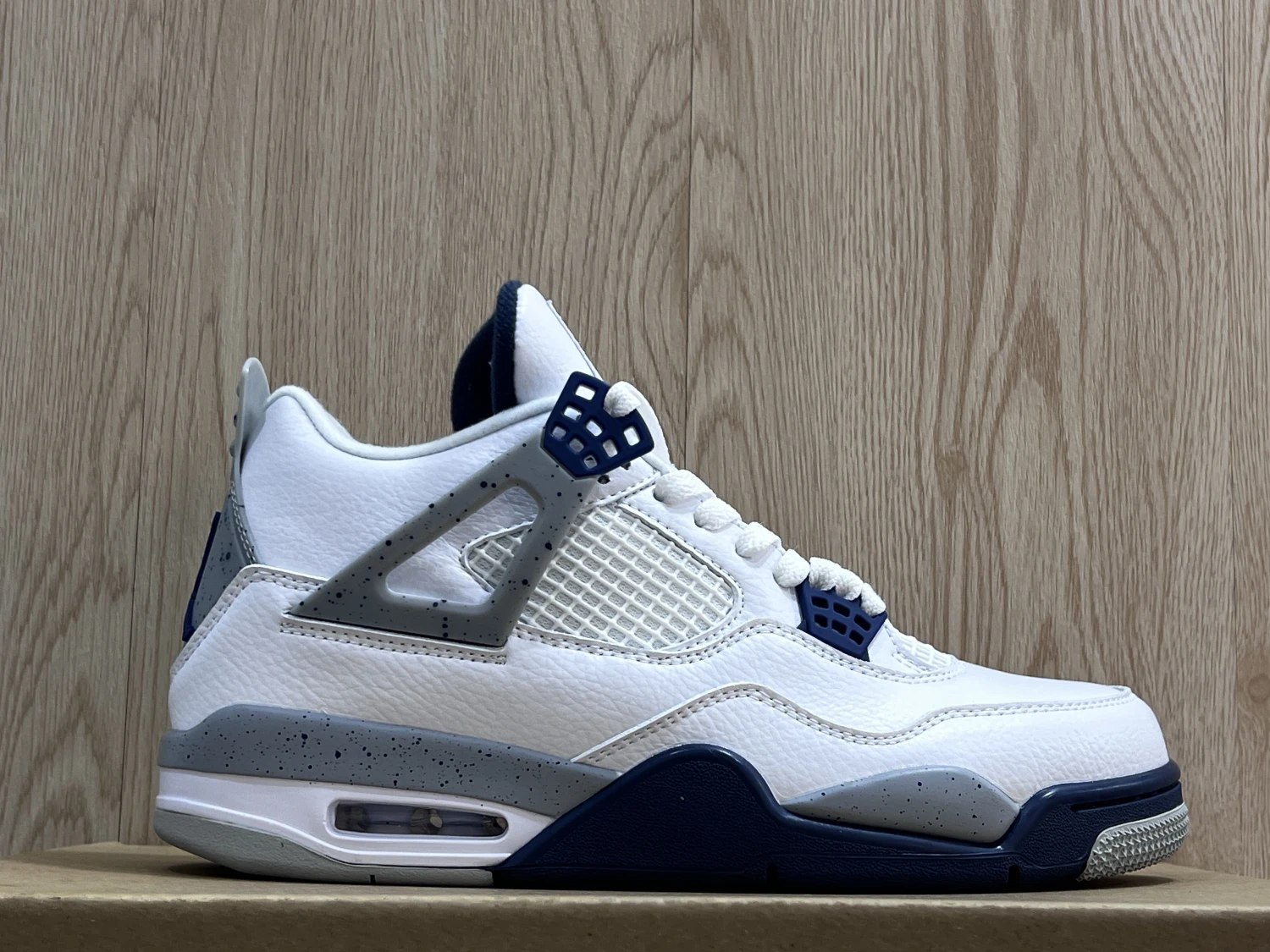 Air Jordan 4 Retro White Navy Basketball Sneaker