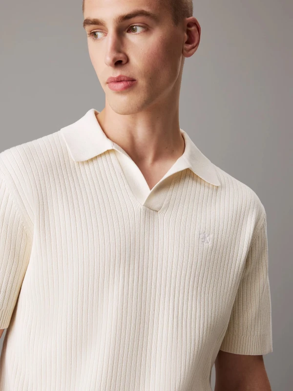 Calvin Klein Jeans Men's Beige Organic Cotton Polo for Spring/Summer