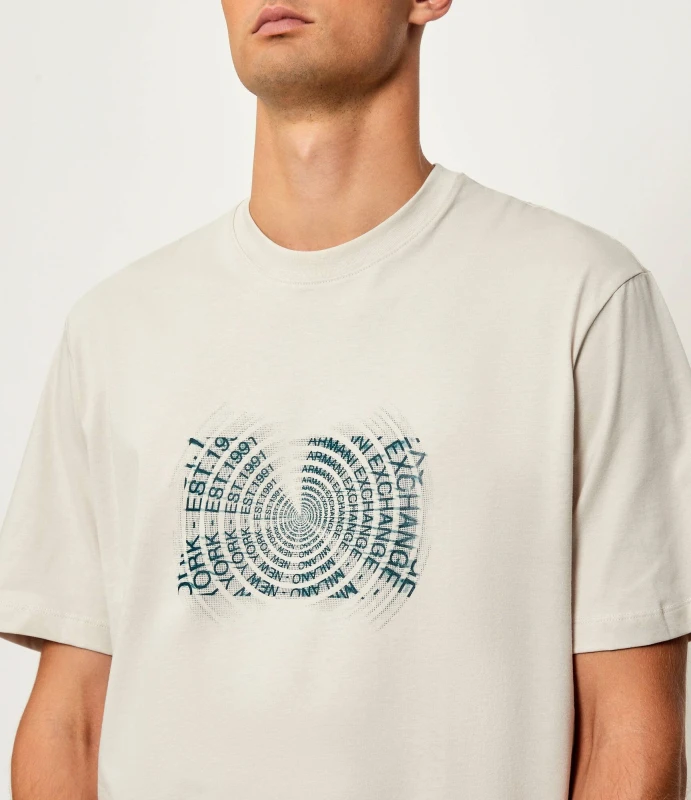 Armani Exchange Men's Printed Beige Cotton T-Shirt – Winter Essential