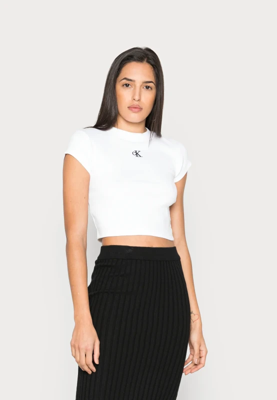 Calvin Klein Jeans Women's White Printed Round Neck T-Shirt