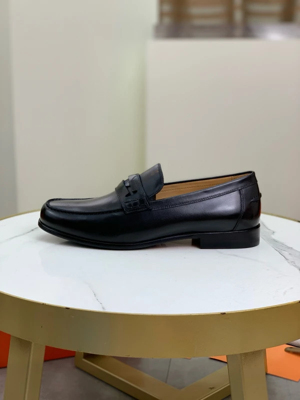Smooth Jet Black Hermès Men's Leather Loafers