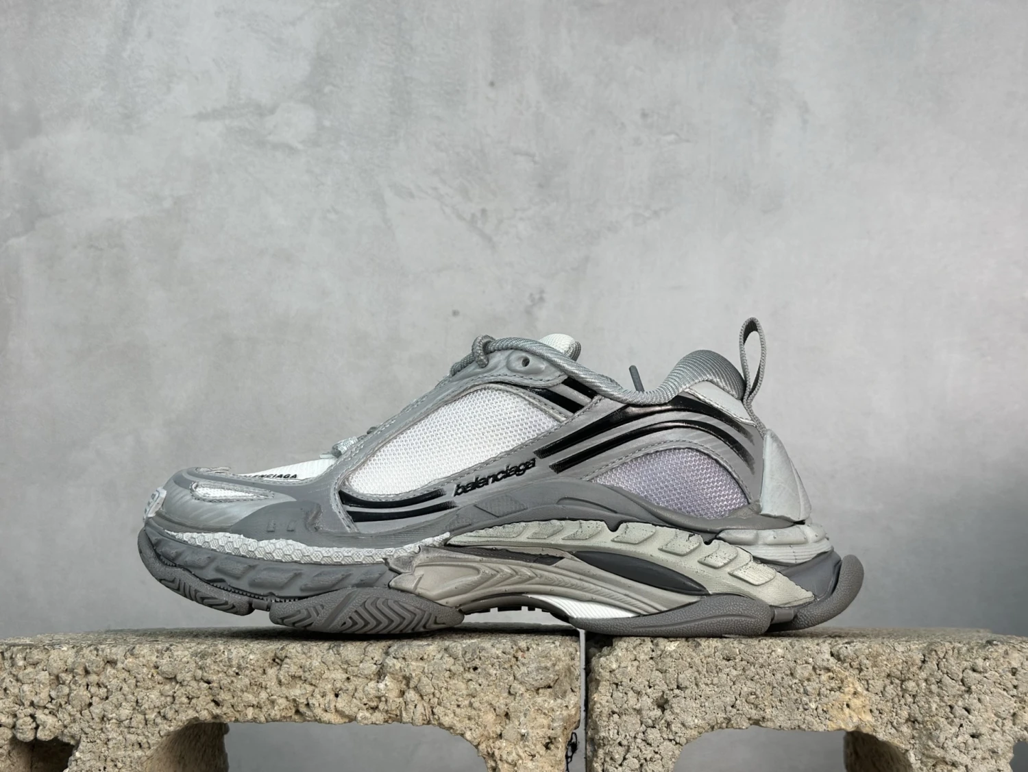 Balenciaga Triple S Silver Grey Mesh Luxury Designer Sneaker