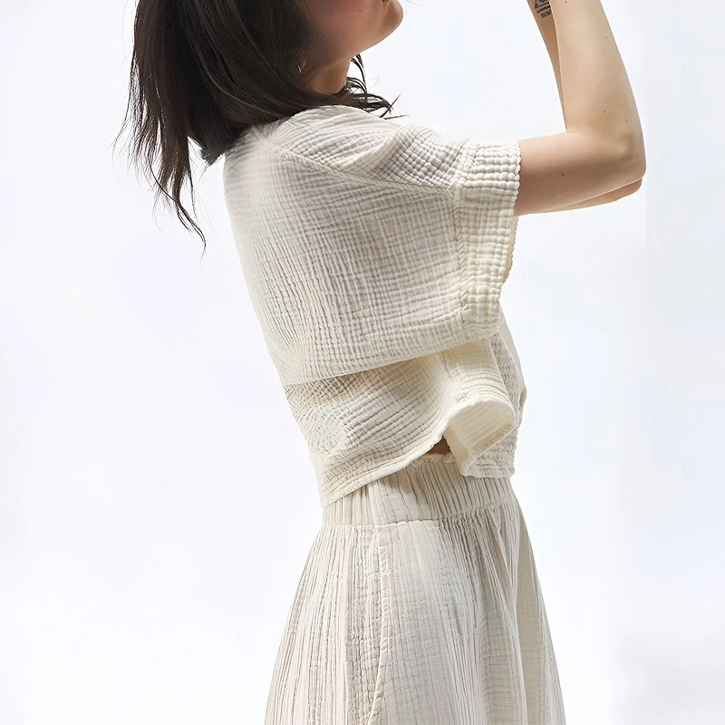 100% Cotton Muslin V-Neck Top