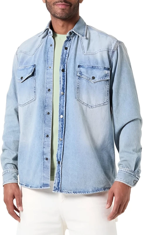Boss Men's Classic Blue Cotton Shirt