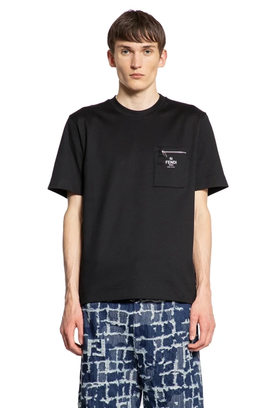 Fendi Black Cotton Oversized T-Shirt with Fendi Roma Label