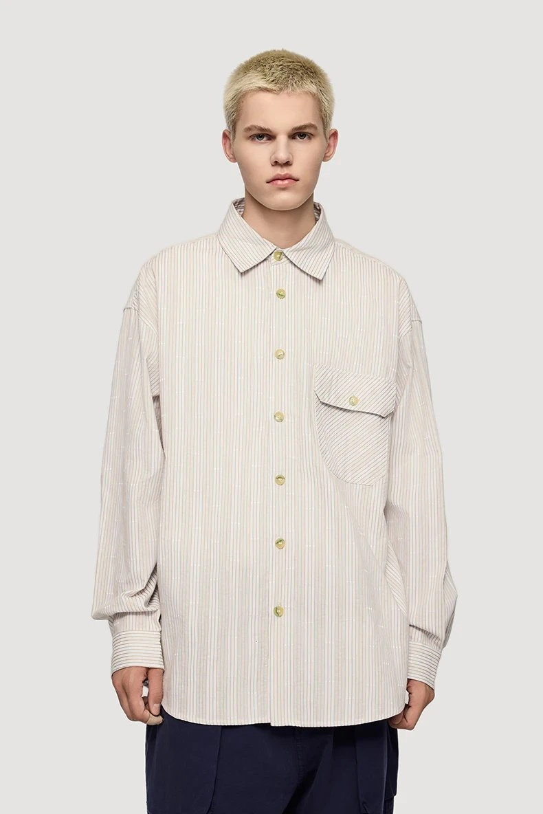 Men’s Oversized Plaid Striped Cotton Shirt for Streetwear Style