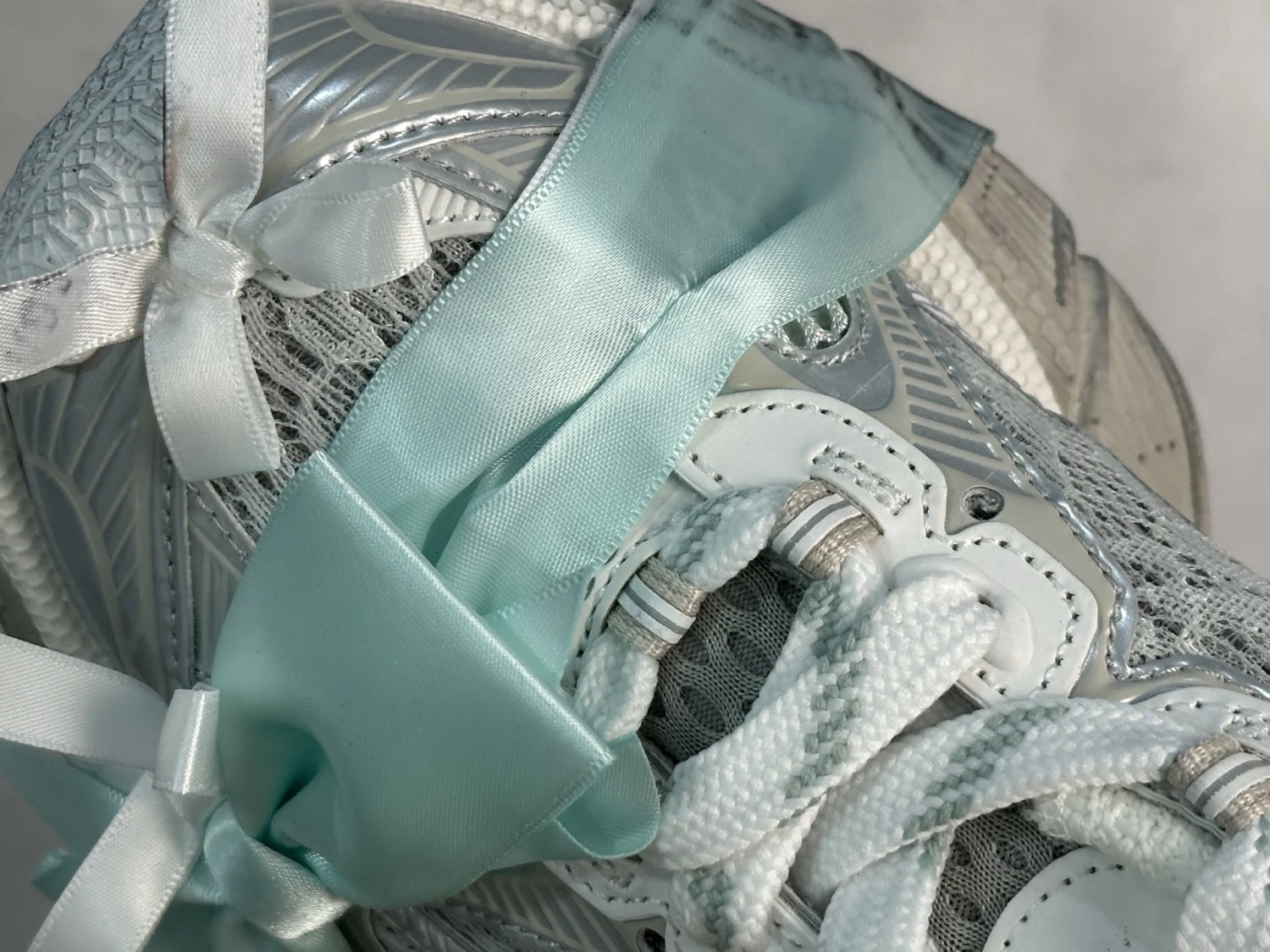 Balenciaga Couture Ribbon Runner Sneaker – Pearl Silver / Ice Blue