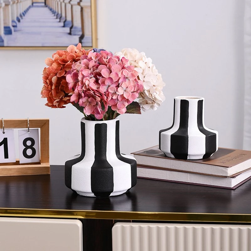 Modern Black and White Stripe Vase