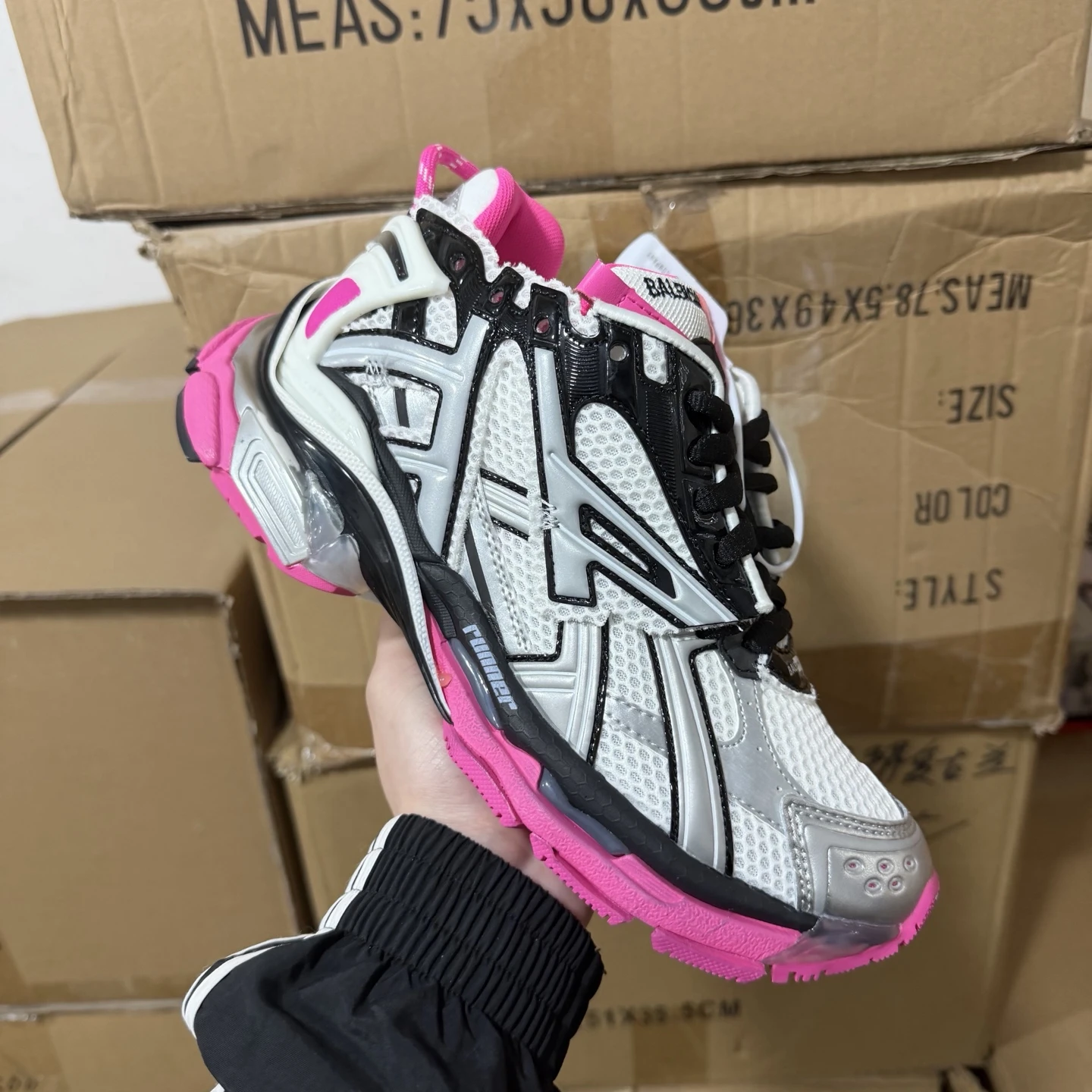 Balenciaga Track Sneaker – Silver, Black & Neon Pink Edition