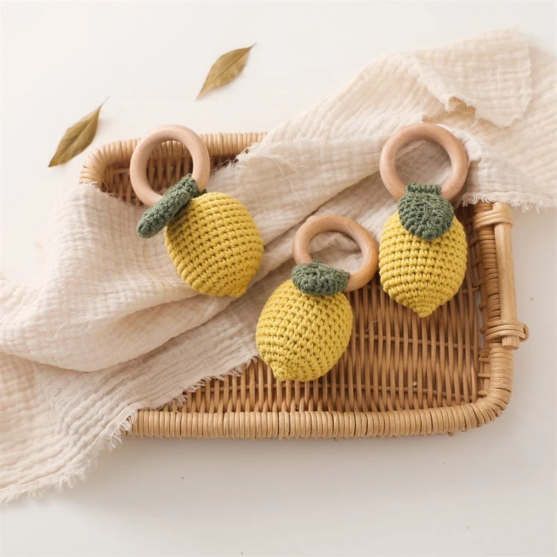 Crochet Lemon Rattle Teether Toy