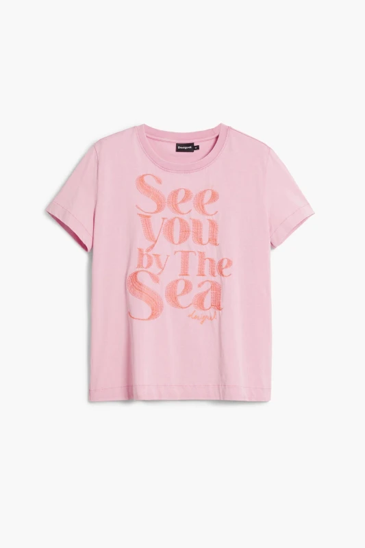 Desigual Women's Pink Printed Cotton T-Shirt