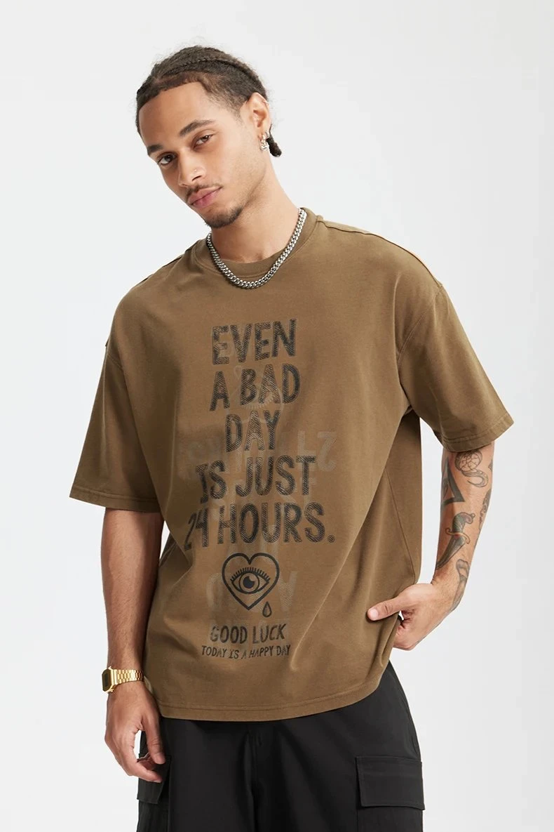 Heavyweight 100% Cotton Letter Print T-Shirt