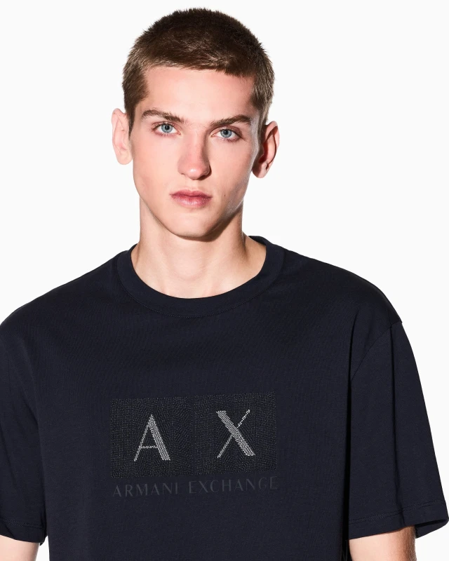 Armani Exchange Men's Black T-shirt with Sparkling Logo
