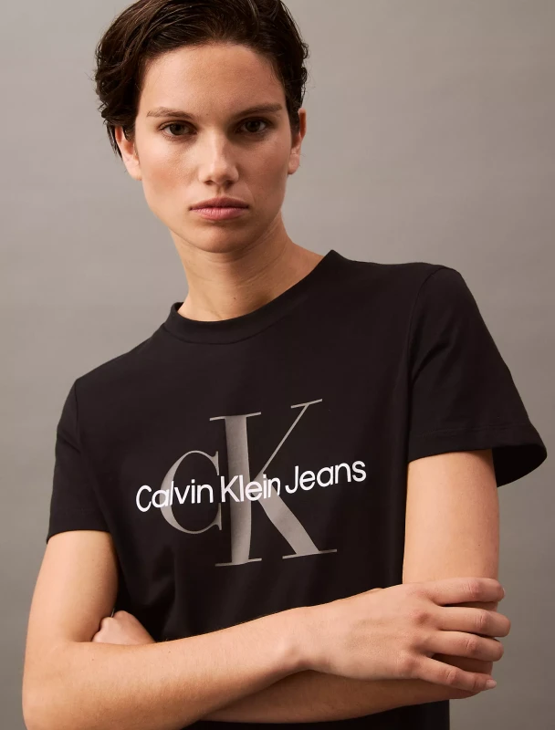 Calvin Klein Jeans Women's Black Printed Cotton T-Shirt