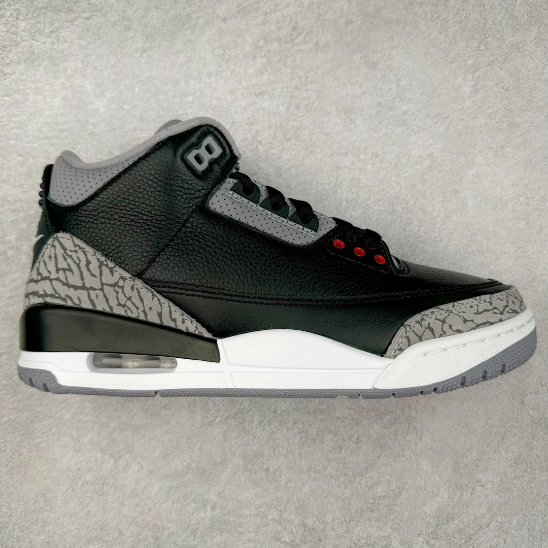Air Jordan 3 "Black Grey Red" Premium Sneakers