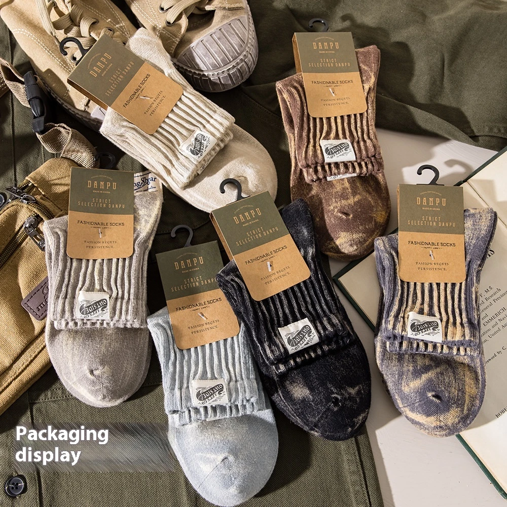 Men’s Retro Cotton Crew Socks – Breathable Outdoor Casual Spring & Summer Socks