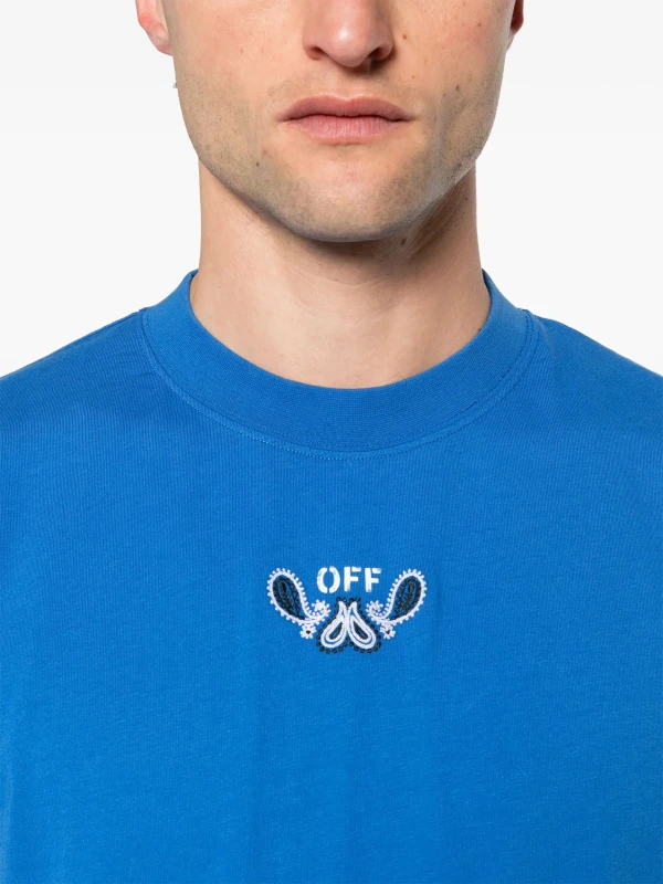 Off-White Men's Light Blue Cotton T-Shirt