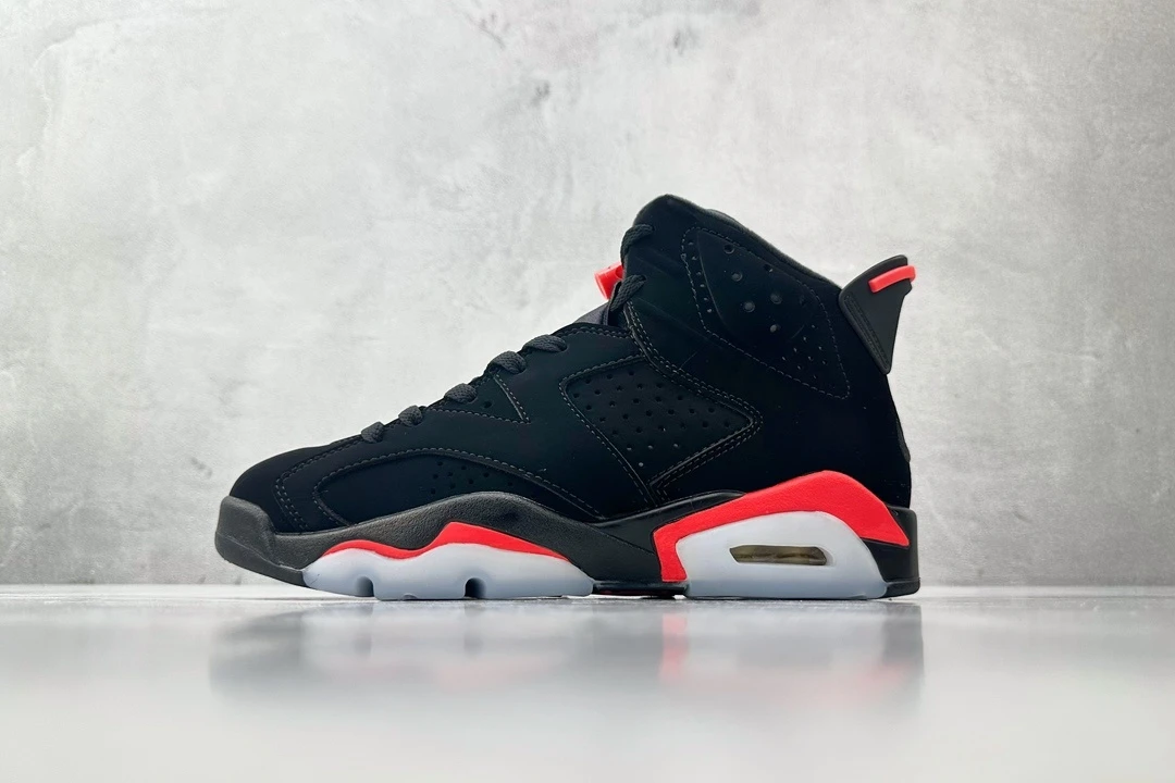 Air Jordan 6 "Triple Black Red" Premium Basketball Sneakers