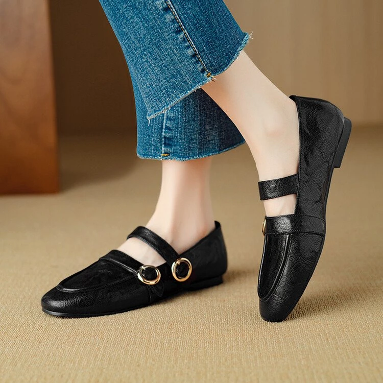 Women’s Genuine Leather Loafers with Buckle