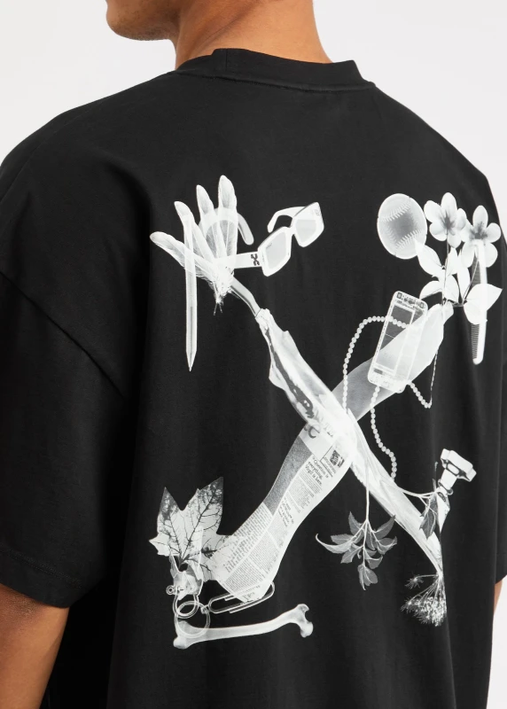 Off-White Men’s Printed Black Cotton T-Shirt